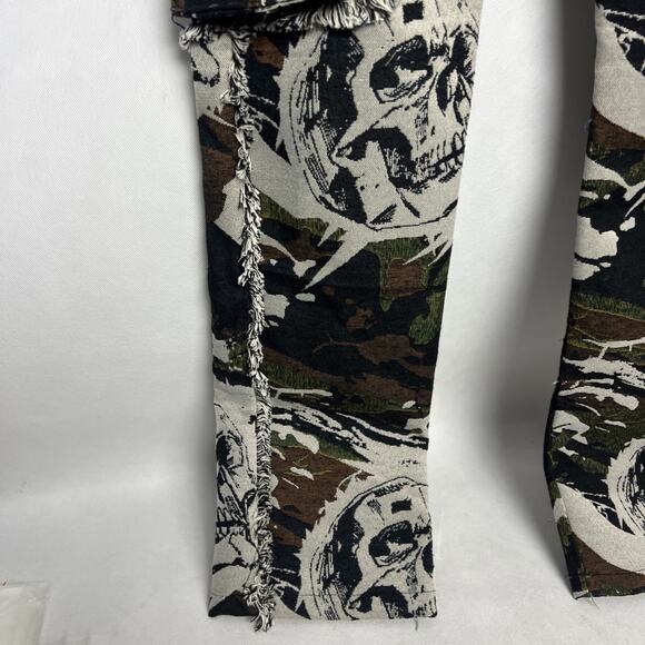 Rebel Vengeance Men Size 30 Skeleton Skull Camo Graphic Cargo Pants Streetwear - Picture 2 of 11